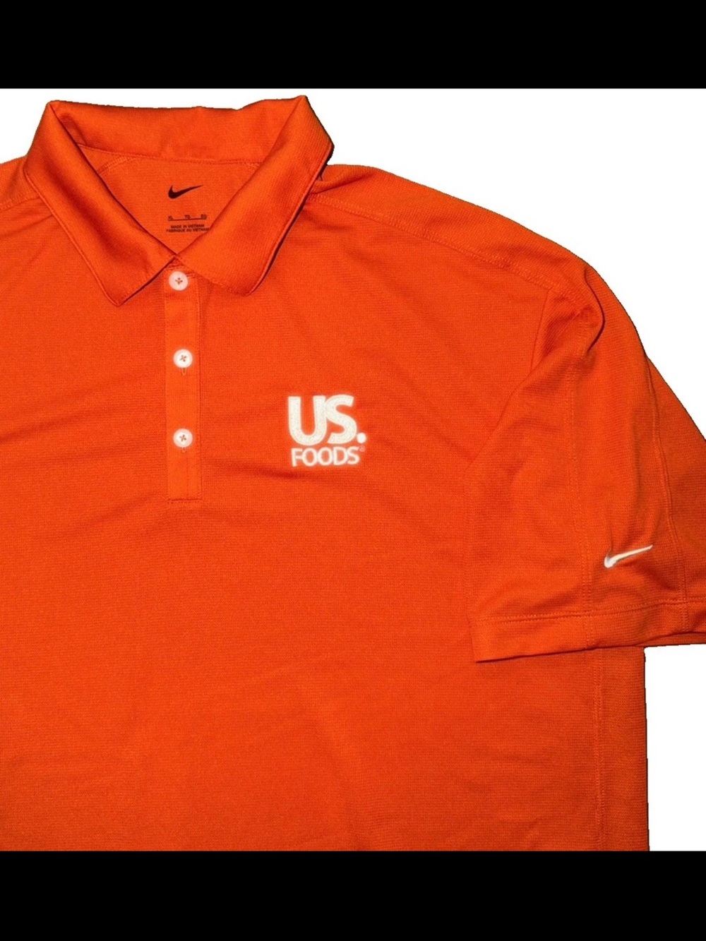 Nike Men's XL Orange Short Sleeve Polo Shirt Collared Embroidered US Foods Logo